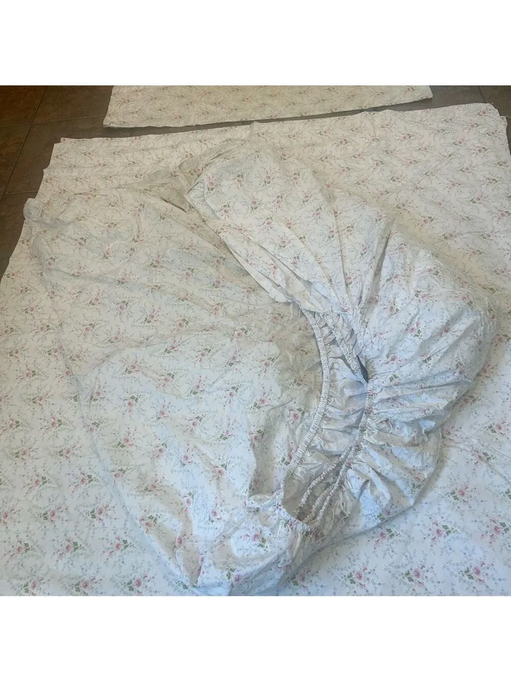 Lauren Ralph Lauren King Floral Sheet Set Cottage Core Farmhouse Cotton Pink